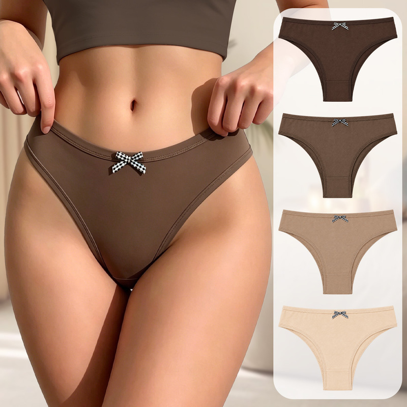 Cross-border supply of cotton basic women's underwear, breathable, high-elastic, low-waist briefs, suitable for daily use, can be customized with private label