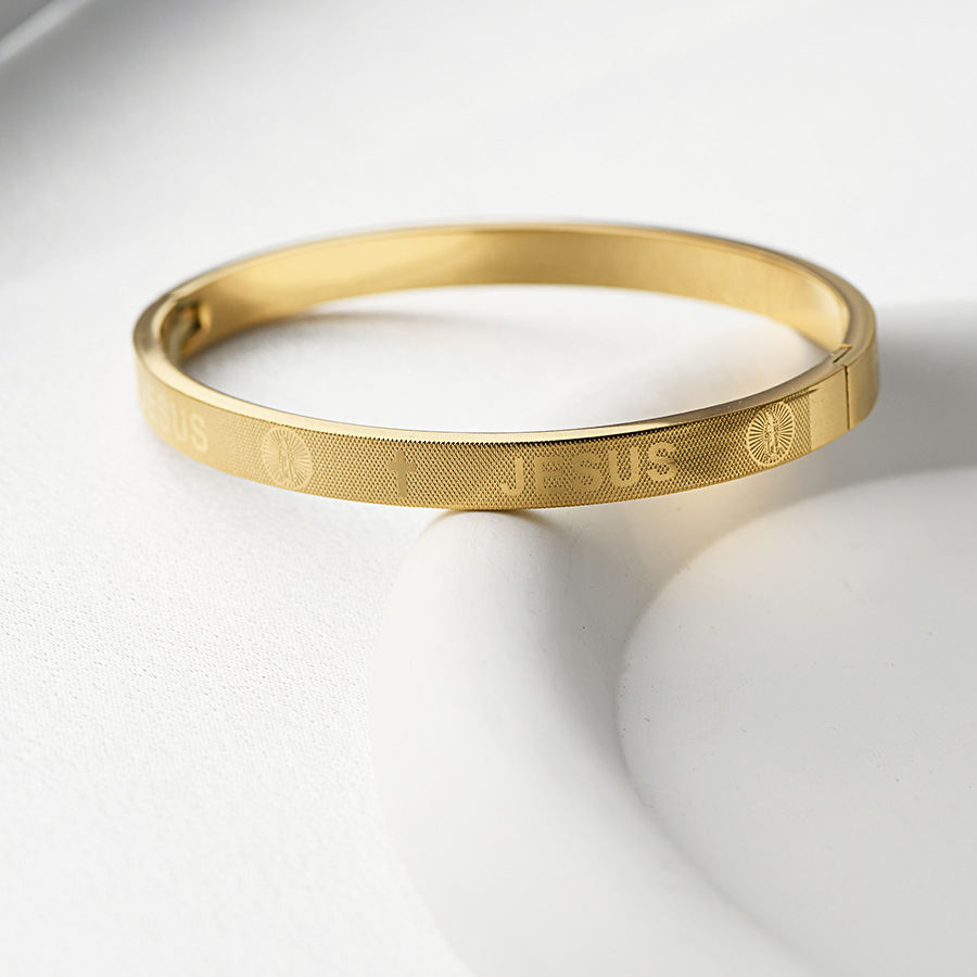25g Weight Bangle Classification Titanium Steel Chain Material 1 Piece Quantity Holiday, Daily Occasion Titanium Steel Material Cross, Letter Pattern Women's Gender Plating Design Basic, Classic Style Style Basic Classic Style Cross Letter Titanium Steel Bangle In Bulk 8