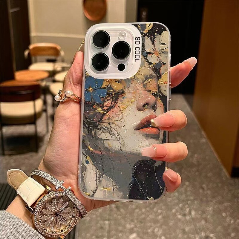 油絵少女風 Apple 16Pro 携帯ケース iPhone15Promax 新型14 個性派17Pro 美しい|undefined