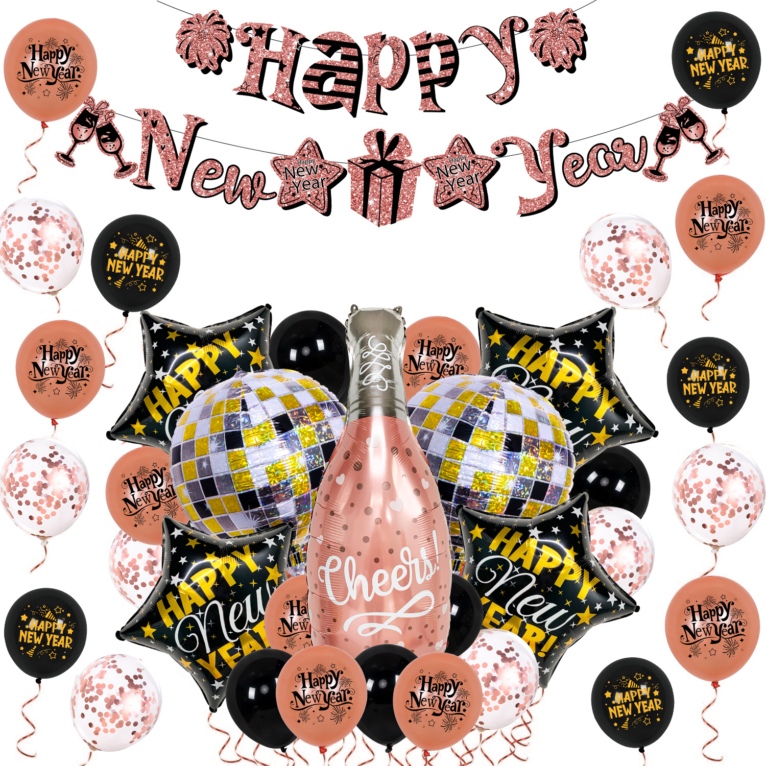 Fiesta de Año Nuevo globo Año Nuevo Globo Traje transfronterizo decoración diseño escena látex redondo Feliz Año Nuevo Bola