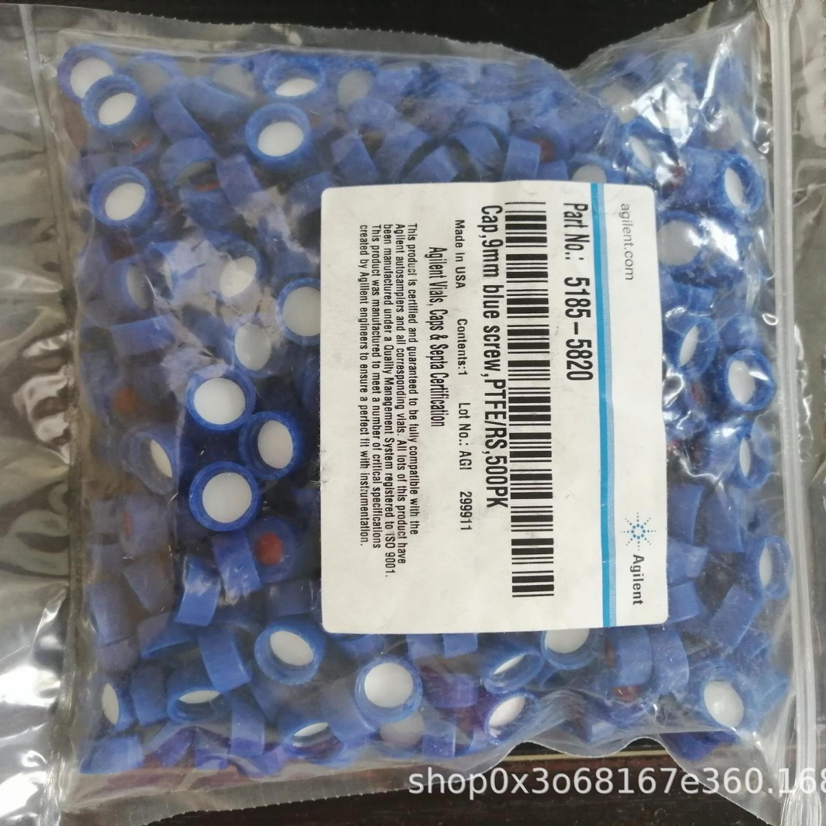 5185-5820 Agilent安捷伦瓶盖螺口蓝色PTFE/红色硅橡胶隔垫500/包