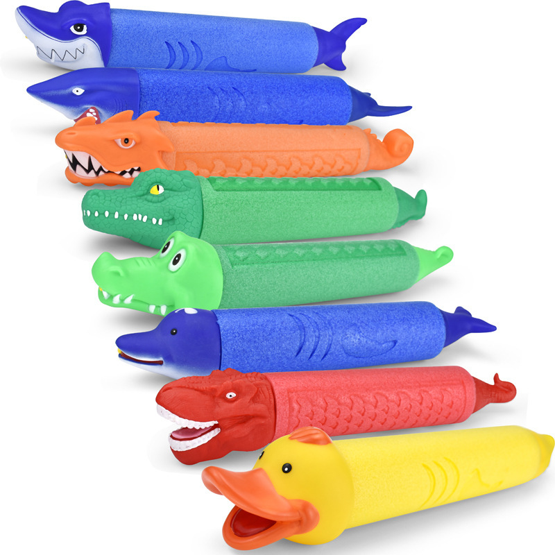 跨境儿童抽压式水炮 EVA卡通动物沙滩玩具 高压喷水枪抽拉式水枪