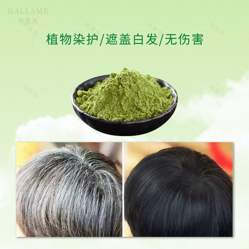 黒い植物の染色の白い色は黒の草本の養髪の粉を回転して水に換えて敏感で健康な蓋の白髪の植物の染毛の粉がありません。|undefined
