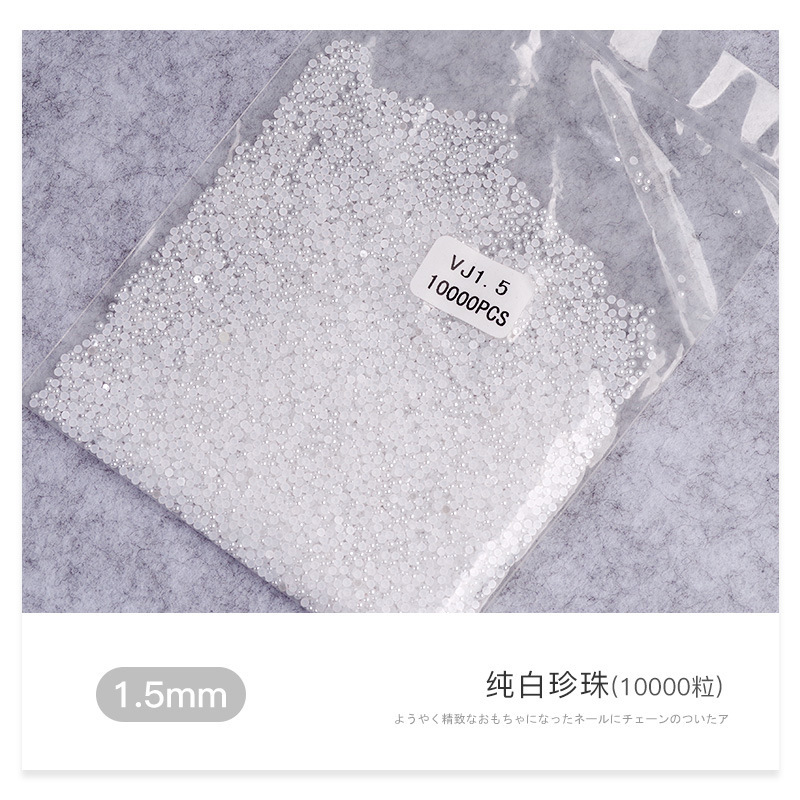 Venta al por mayor blanco beige tamaño semicírculo perla tridimensional paquete DIY hecho a mano uñas joyas de perlas planas