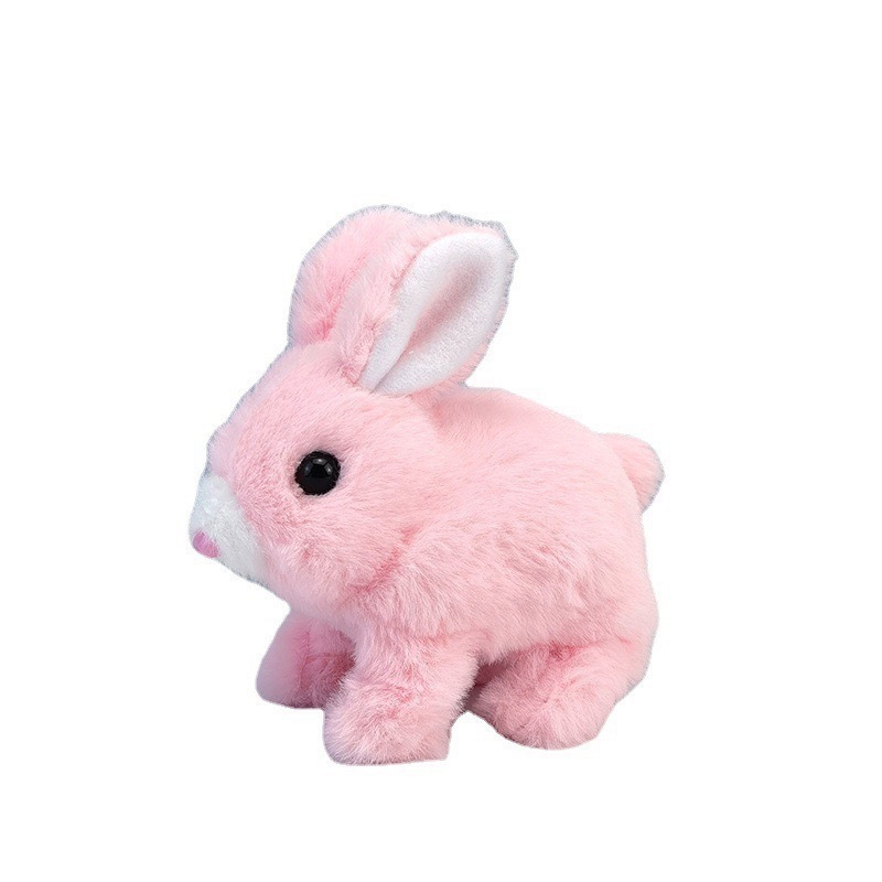 子供のおもちゃのぬいぐるみ電気白ウサギシミュレーションペットは歩くことができ、鳴くことができ、口を動かし、耳を振ることができます長い毛のウサギ|undefined