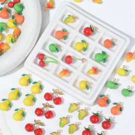 跨境爆款仿真食玩小苹果吊坠 樱桃芒果珠子DIY包链钥匙扣配件材料