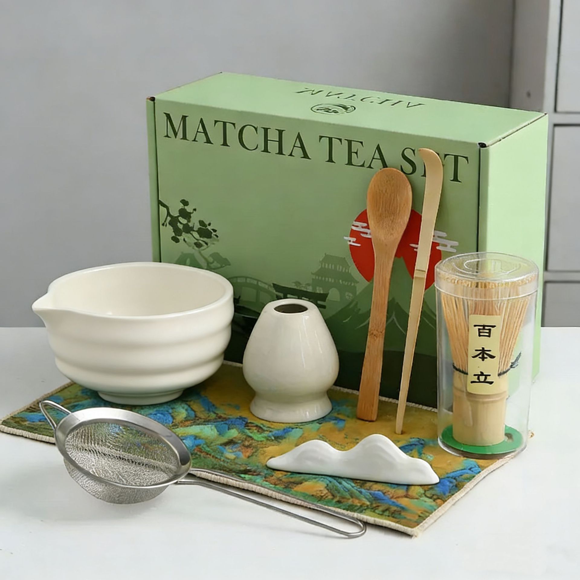 Transfronterizo exclusivo para el set de té Matcha japonés caja de regalo de té Matcha cepillo de té de 100 libros de té Matcha de la dinastía Song