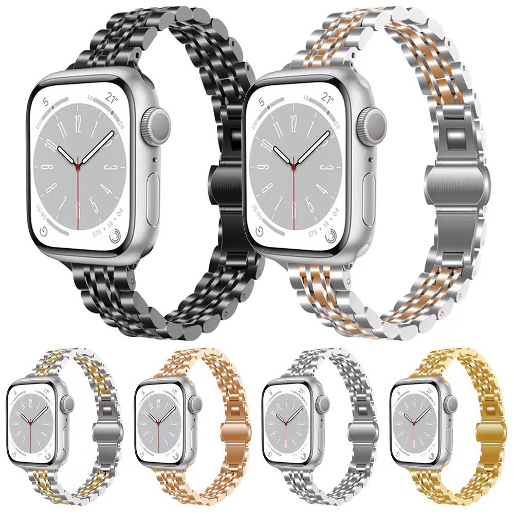 For Apple Iwatch Seven Beads Small Waist Strap Apple Watch 8 Stainless Steel Strap Women's Watch Strap