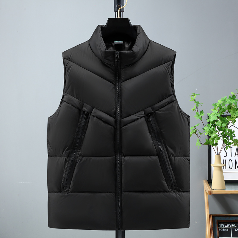 겨울 남자 다운 코튼 칼라 조끼 재킷 패션 캐주얼 루즈 조끼 지퍼 대형 포켓 조끼