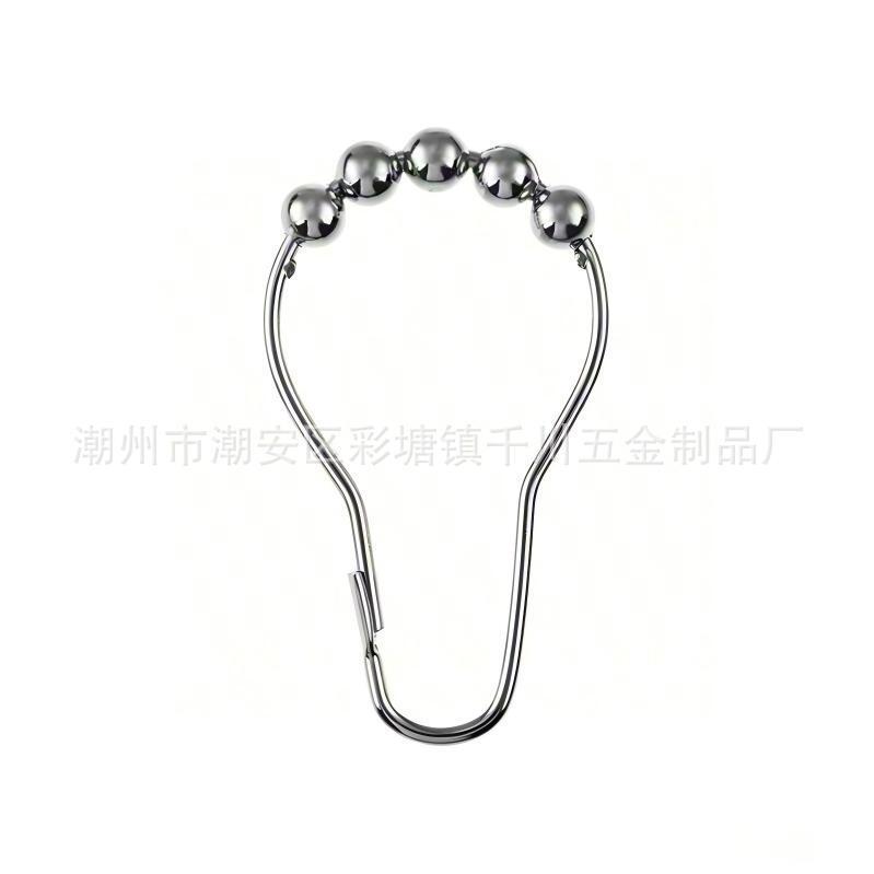 Cross-Border Metal Shower Curtain Gourd-Shaped Hook with Five Ball Bearings, Door Curtain Hanging Ring, Hook for Home Window Track, Bathroom Hanging Buckle Cross-Border Metal Shower Curtain Gourd-Shaped Hook with Five Ball Bearings, Door Curtain Hanging Ring, Hook for Home Window Track, Bathroom Hanging Buckle