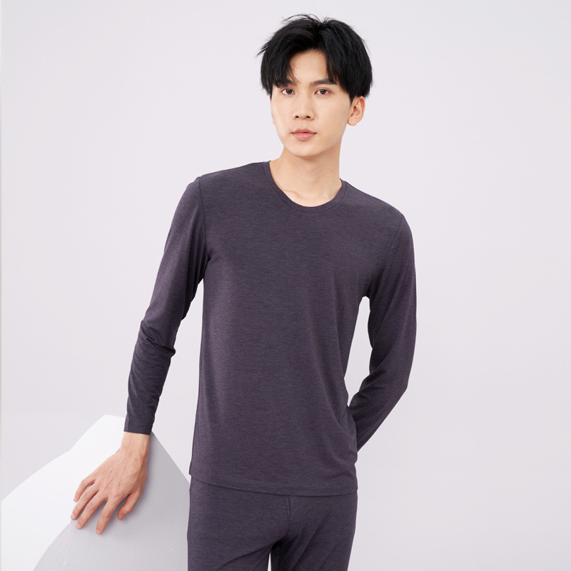 Men's Thin Silk Velvet Thermal Underwear Set Modal Autumn Clothes and Pants Sleepwear Set