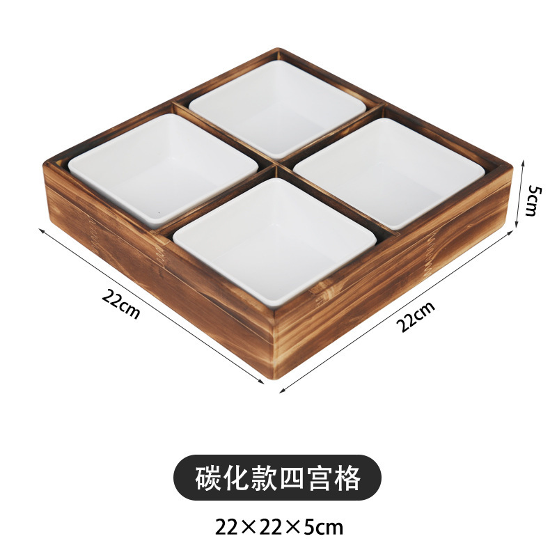 纯实木九宫格拼盘餐盘托盘分格火锅店餐具零食小吃干果盘菜盘家用|undefined