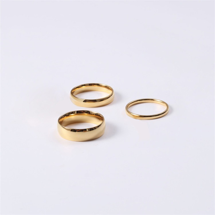 1 Piece Quantity Daily Occasion 304 Stainless Steel Material PVD Coated 14K Gold Real Gold Plated Geometric Stainless Steel Simple Style Waterproof Non Tarnish Rings