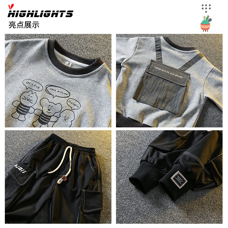 6342 Traje de moda de otoño para niños 2025 Nuevo estilo para niños Primavera y otoño Ropa deportiva de estilo occidental Traje de dos piezas para bebés Otoño