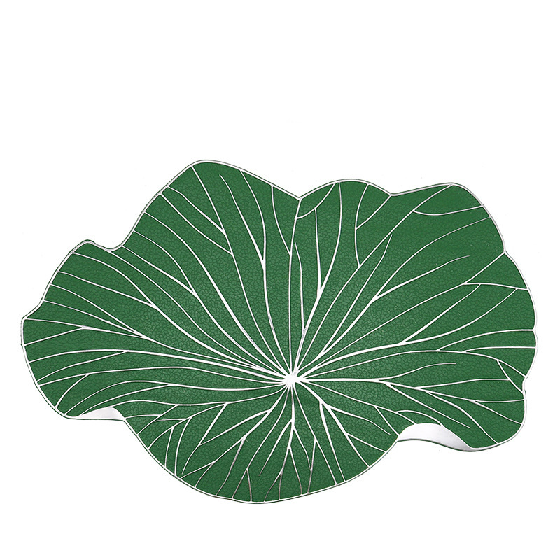 Nuevo mantel de oro con hoja de loto, juego de té chino, pvc, tapete de mesa impermeable y antideslizante, tapete de mesa de aislamiento térmico, posavasos de comida occidental, fácil de limpiar