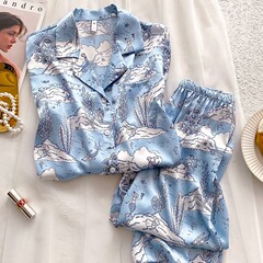 品牌桑蚕丝睡衣女春秋款真丝长袖感2025年新款家居服套装