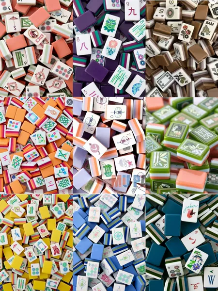 (Wholesale in Stock) Acrylic American-Style Mahjong Tiles, Handcrafted Mahjong, Four-Layer Color-Blocking Entertainment Foreign Mahjong Tiles