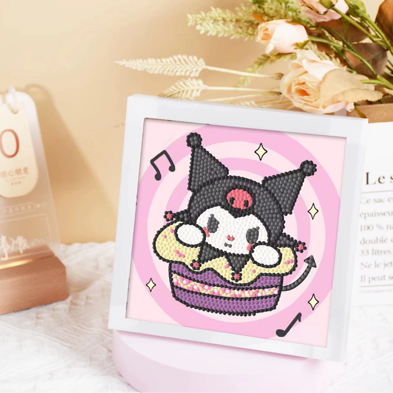 Кристальная вышивка DIY (Kuromi & KT Cat) 17×17 см фоторамка, набор наклеек в стиле мультфильма с полным заполнением