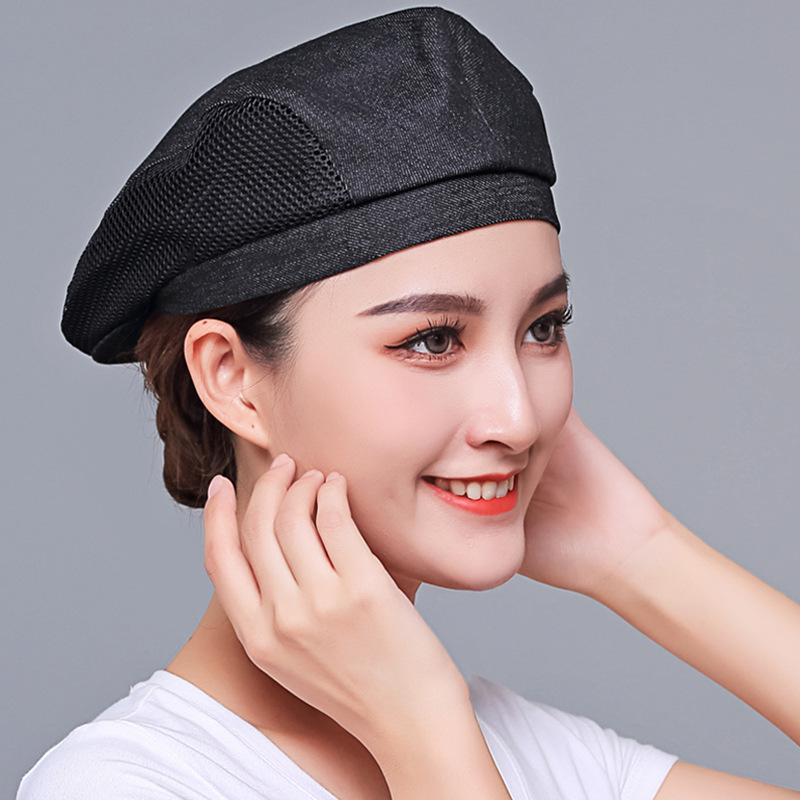 Nueva boina de vaqueros sombrero de cocinero camarero sombrero de trabajo sombrero de frente sombrero de boina de restauración mujer bordado personalizado