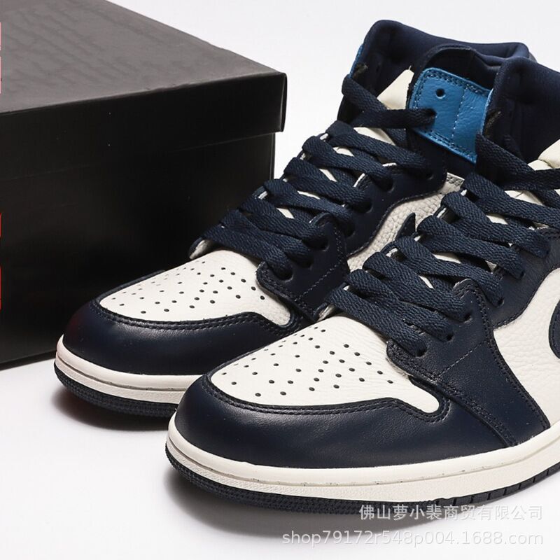 Putian Pure Original High-Top Aj1 Obsidian North Carolina Blue Black and White Panda Black Orange Broken Aj1 Sports Basketball Shoes Smoke Gray