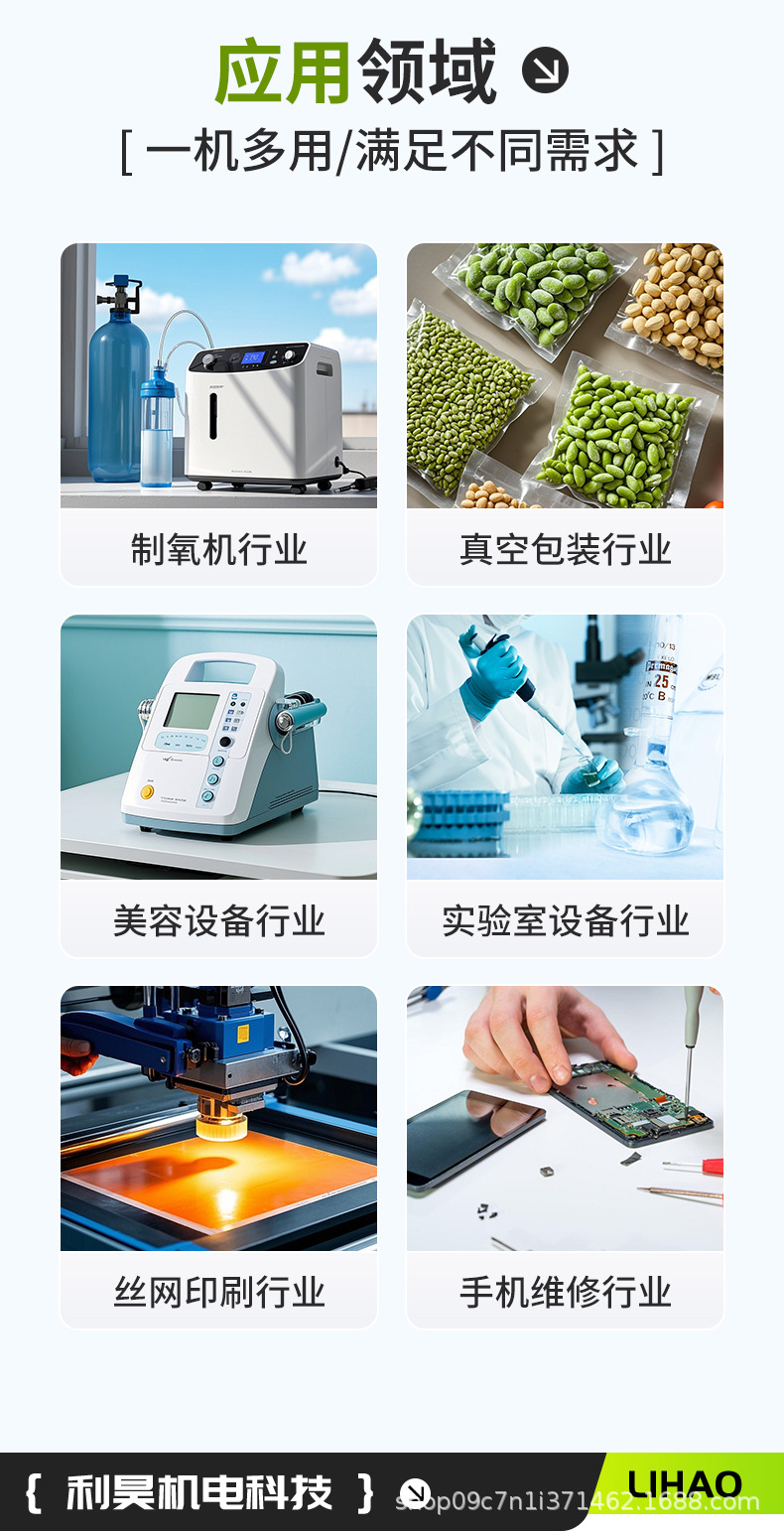 Lihao Electromechanical Ol100 Oil-Free Air Compressor 130W Large Flow Piston Type Small Positive Pressure Air Beauty Instrument