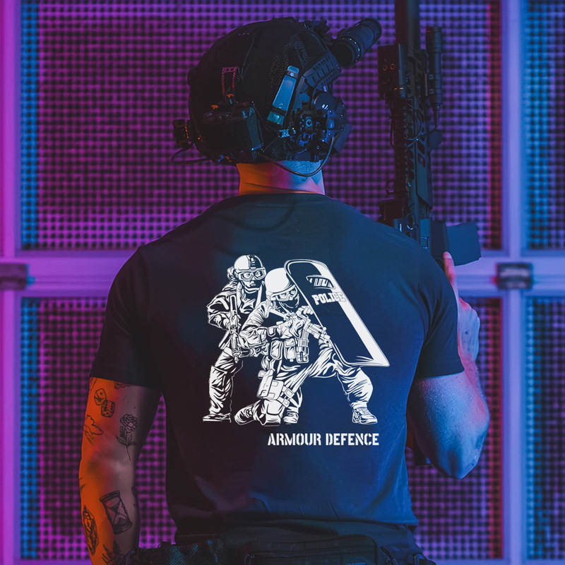 Printed Short-Sleeve T-Shirt for Men, Outdoor Breathable T-Shirt, Han Club Military Style, Two-Person Attack Squad