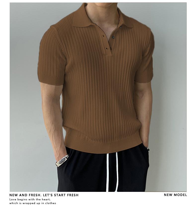 Polo slim fit da uomo – t-shirt in maglia estiva stile coreano_voghion.com