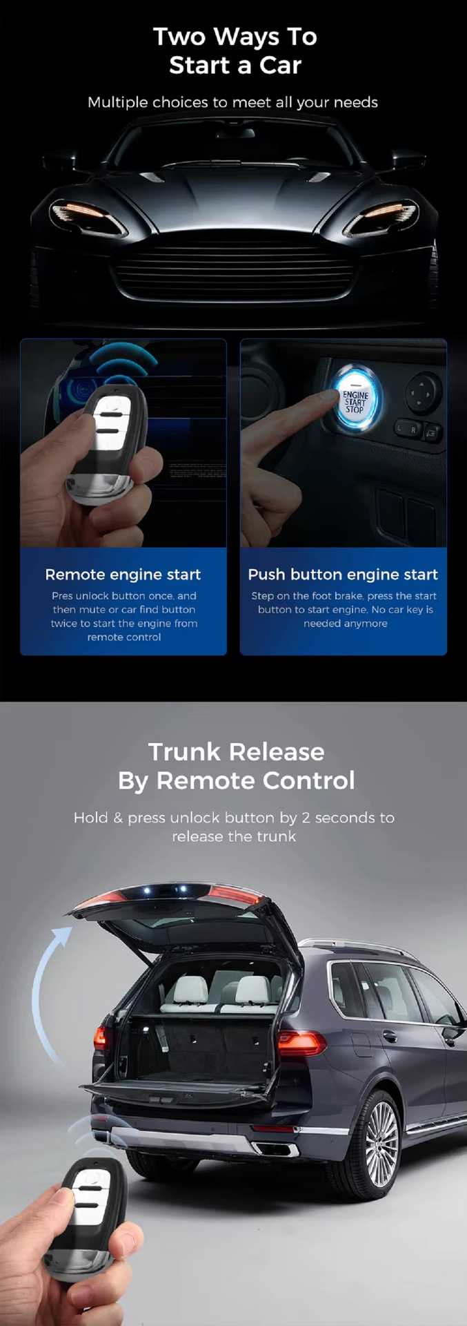 Cross-border 12V car remote control Bluetooth remote start, preheating, cooling, one-touch anti-theft alarm system, Bluetooth 5.0