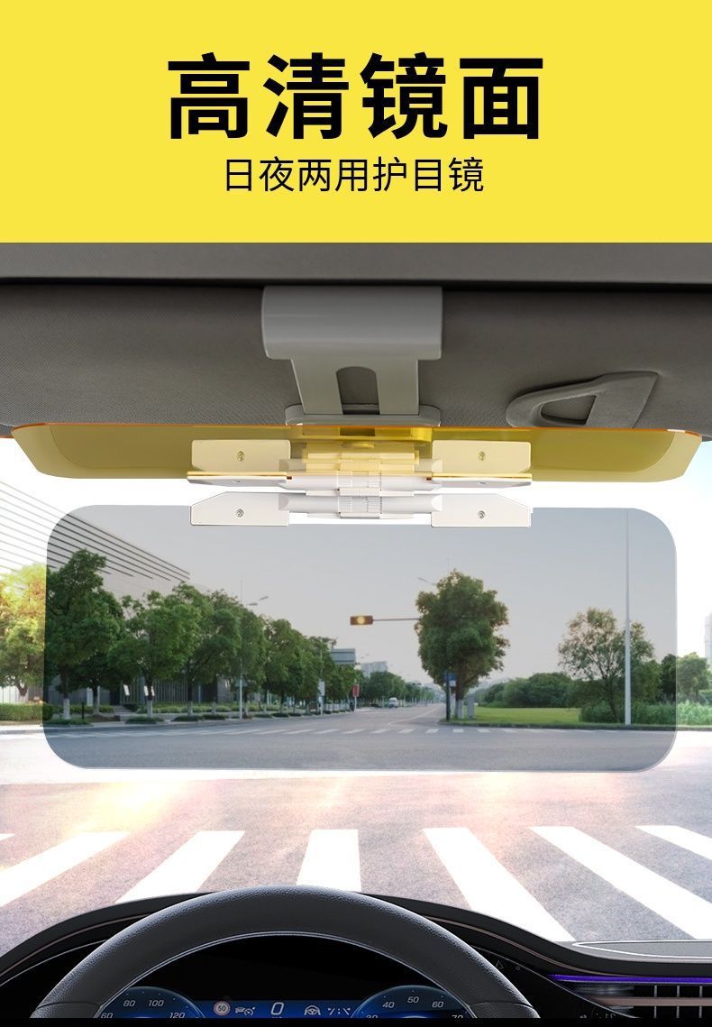 Car Night Vision Anti-High Beam Light Blocker Sun Visor Anti-Glare Anti-Dazzle Mirror Day and Night Dual-Use Driver's Auxiliary Mirror