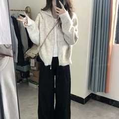 2025韩系早秋季穿搭针织开衫女软糯短款拉链毛衣外套感小个子上衣
