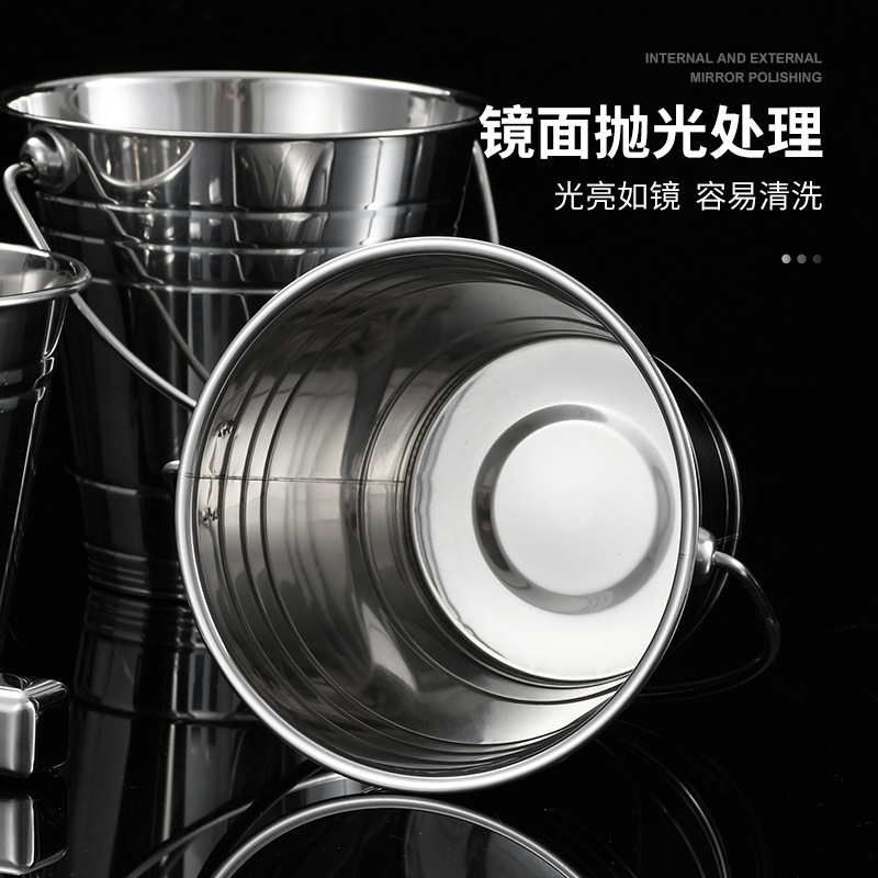 加厚不锈钢冰桶冰粒桶KTV酒吧冰块桶 单层双耳虎头红酒啤酒香槟桶