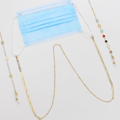 Glasses chain for women cross-border silicone non-slip buckle chain high-end ins pearl chain glasses chain
