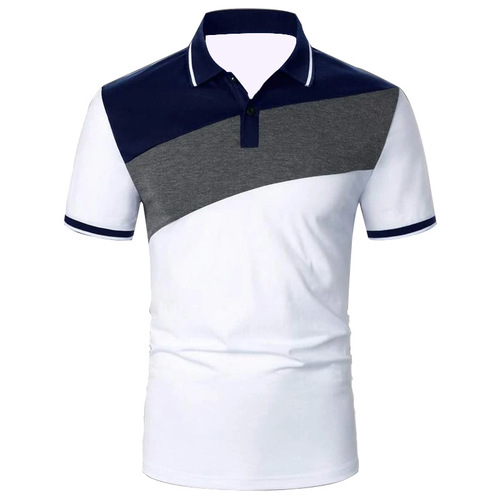 Men's Short Sleeve Striped Tie-Dye Polo Shirt, Casual Sports Top for Men