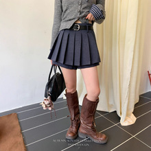 topchanlin 2025秋复古辣妹风百褶小个子高腰a字西装半身短裙裤女