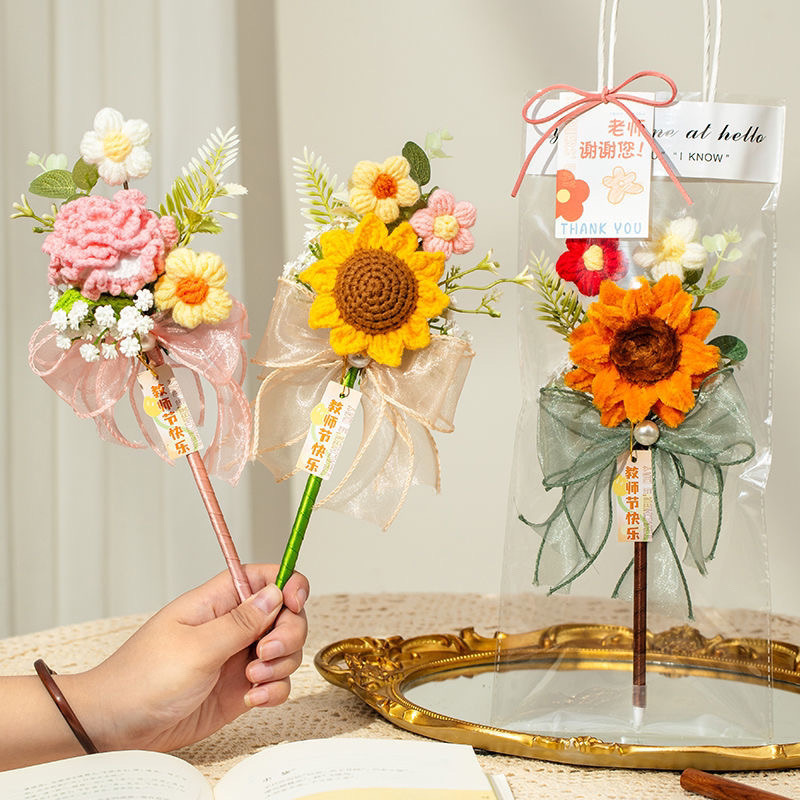 Mayorista Día del Maestro 2024 nueva maestra práctica girasol eterno ramo de flores pluma jardín de infantes pequeño