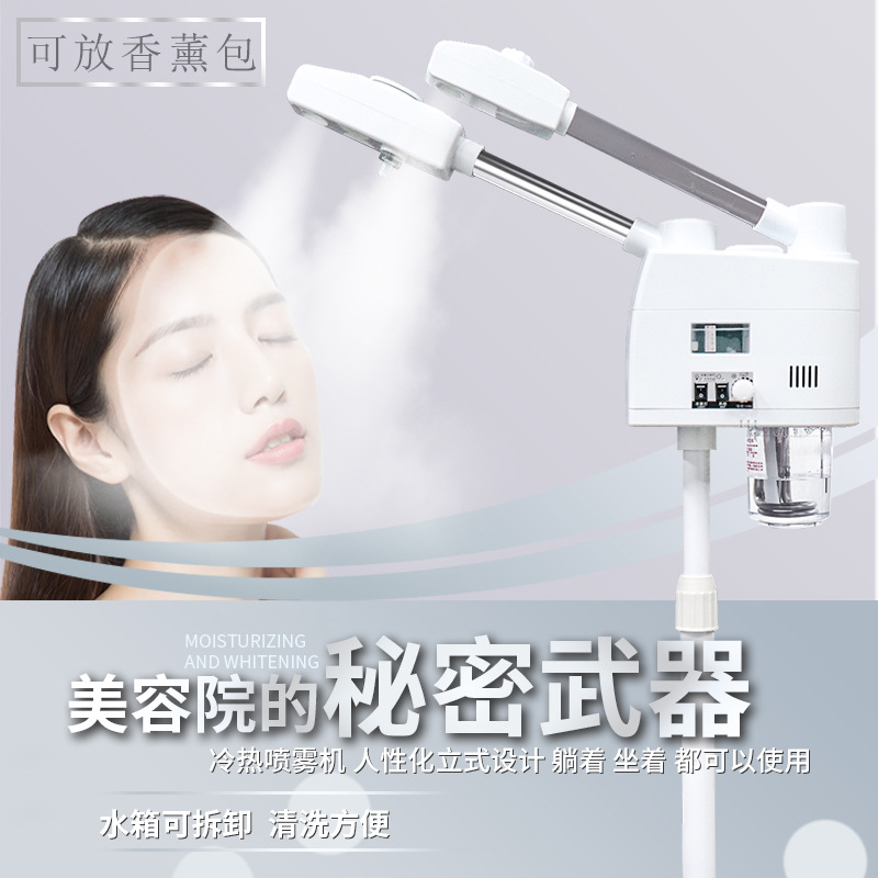 Salón de belleza pulverización caliente y fría vapor de doble tubo de vapor de cara humectante doméstico pulverización facial hidratación pulverización caliente y fría instrumento de belleza