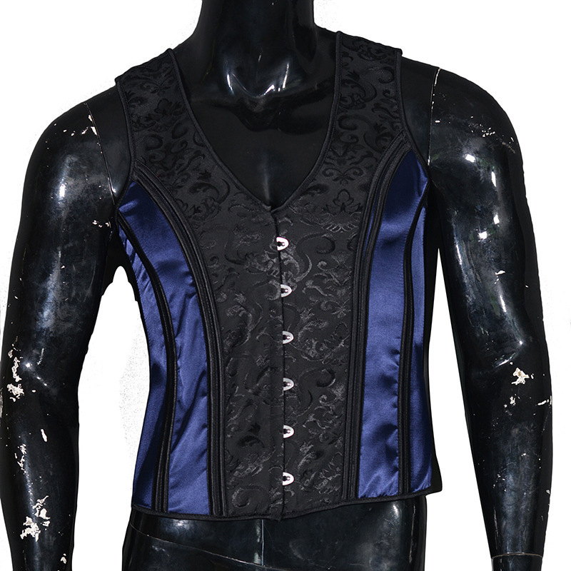 30101-1 Yuanbao Jacquard New Sade Men's Tunic Fishbone Tight Vest Cross-border Wear and Tie