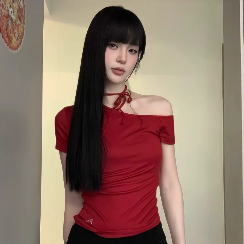 Perucă neagră lungă și dreaptă Connie pentru cap complet pentru femei, breton, voluminoasă și naturală, negru zilnic, stil bogat Jiang Manga
