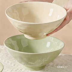 クリームスタイルラーメンボウル家庭用2025新スタイル8inchセラミックスープヌードルボウル高価値ヌードルボウルDuli Noodle Yueシリーズ