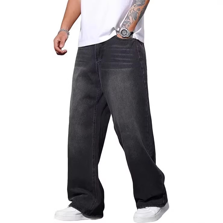 Aliexpress Solid Color Straight-Leg Jeans for Men, Gothic High Street Casual Trendy Cross-Border Foreign Trade Loose Long Pants Aliexpress Solid Color Straight-Leg Jeans for Men, Gothic High Street Casual Trendy Cross-Border Foreign Trade Loose Long Pants