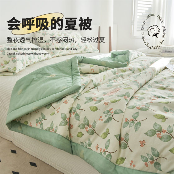 Class A Children's Cotton Summer Quilt Air Conditioned Quilt Cotton Quilt Core Dormitory Quilt Machine Washable Summer Cool Quilt Four-piece Set 4