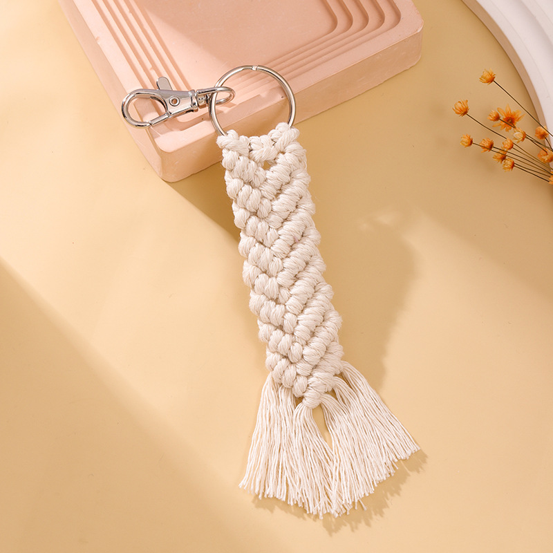 Vacation, Classic Style Style 1 Piece Vacation Classic Style Solid Color Cotton Rope Braid Keychain