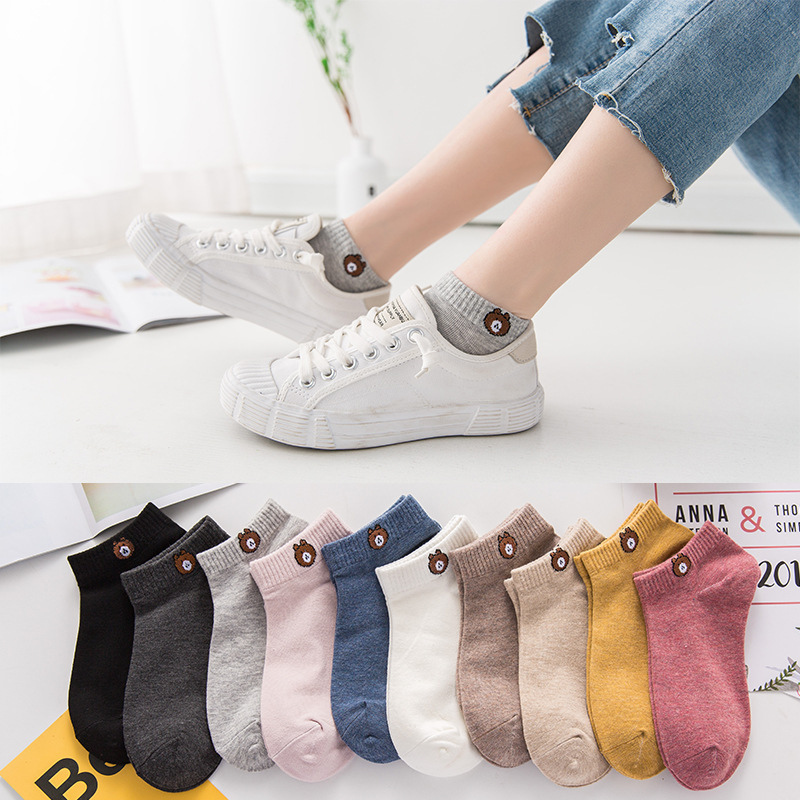 Spring and Autumn new online celebrity bear socks low-cut boat Socks college style breathable invisible socks student sports socks women Spring and Autumn new online celebrity bear socks low-cut boat Socks college style breathable invisible socks student sports socks women