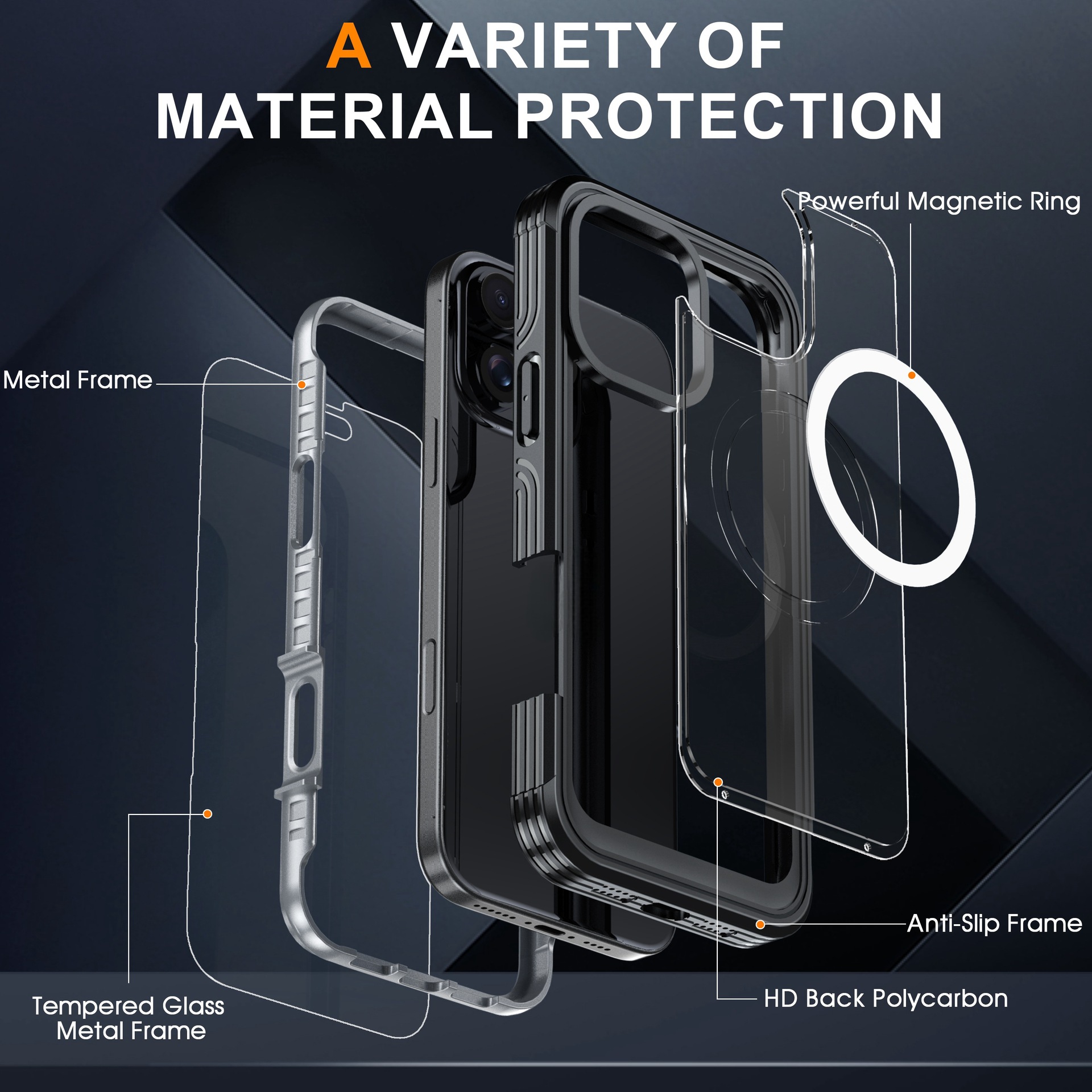 Aplicable a Apple 16 funda transparente de tres pruebas para teléfono móvil magsafe imán iPhone16ProMax funda anticaídas para exteriores image 4