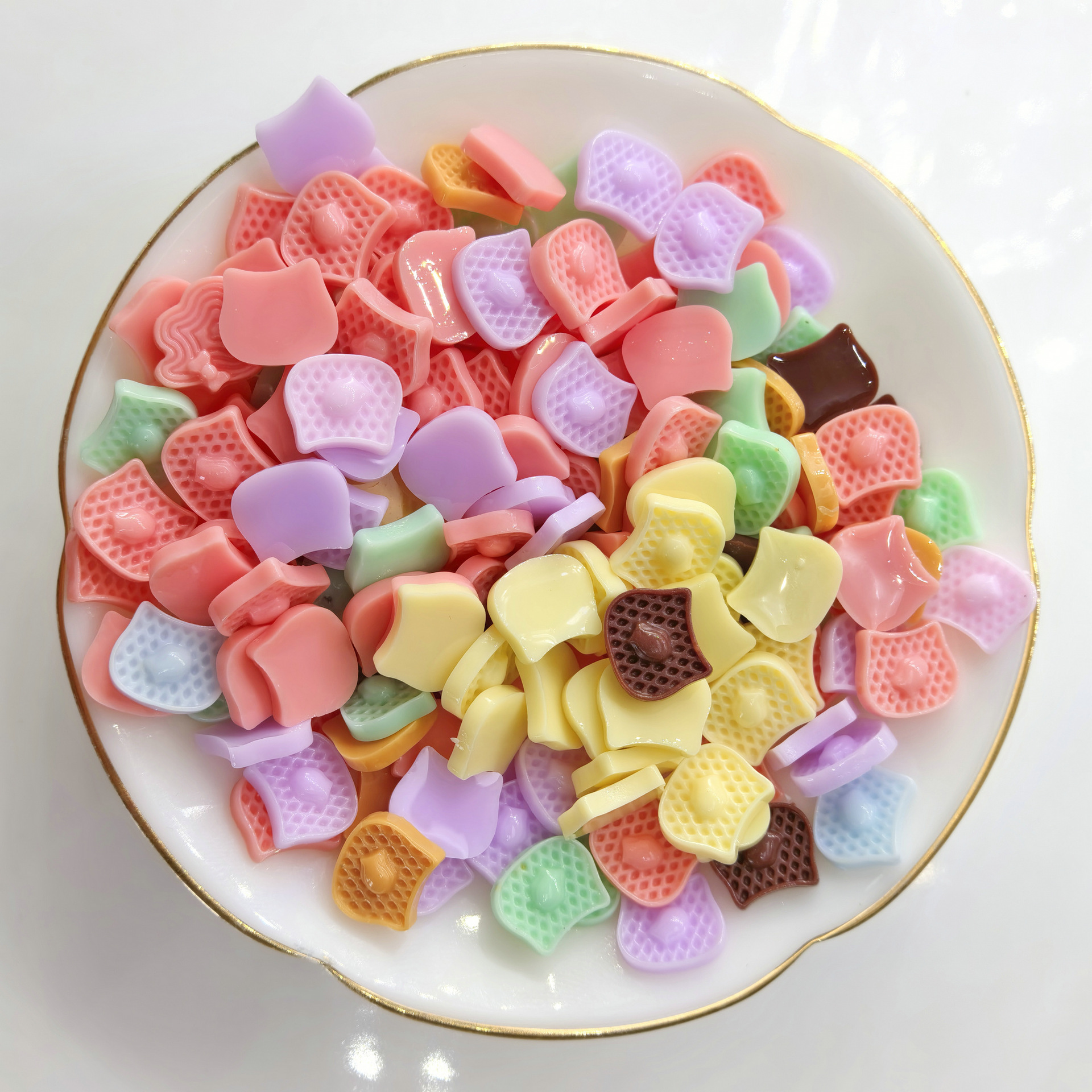 清新甜美塑料树脂迷你食玩华夫饼干奶油胶耳钉发夹潮玩配件000