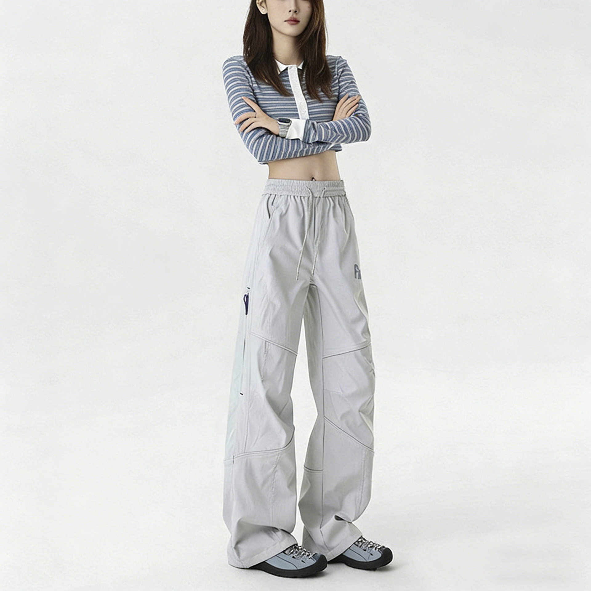 2026 Spring New Windproof and Waterproof Casual Pants for Men and Women, Printed Trendy Brand Loose Versatile Men's Pants Hk9688