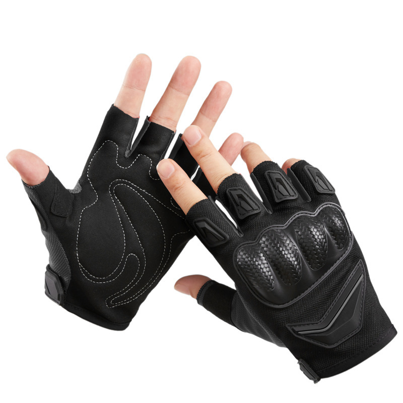 Guantes de motocicleta, resistentes al desgaste, antideslizantes, antideslizantes, transpirables, montañismo al aire libre, carcasa dura, ciclismo, guantes de medio dedo