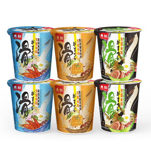 United States Convenient Rice Noodle Bucket Soup Cup Powder 78g Three Flavors 6 Cups Instant Noodle Supply for Dormitories