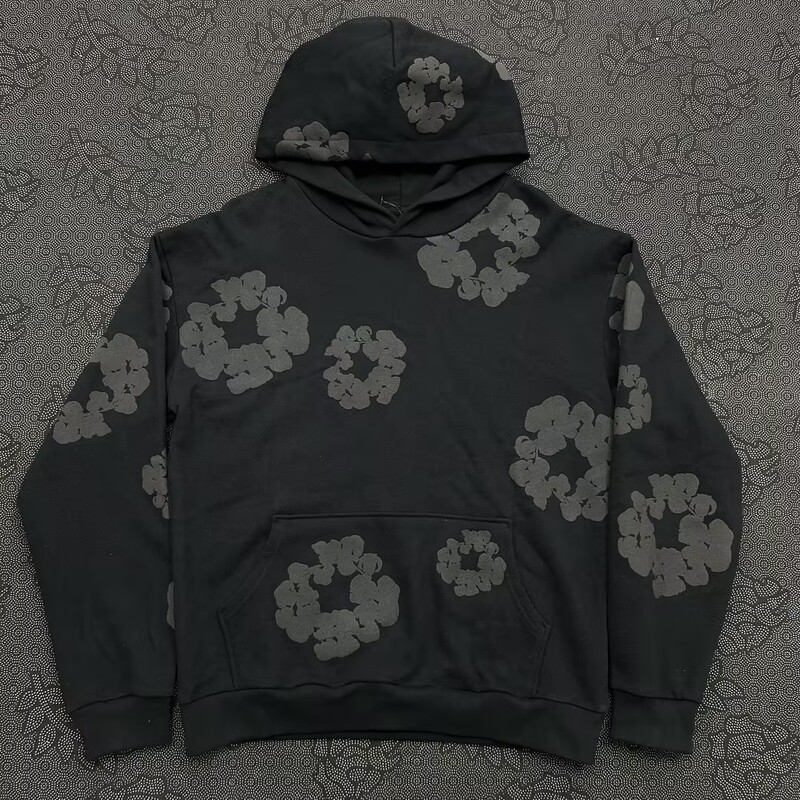 Foreign Trade Original High-Quality Denim Tears Kapok Sweatshirt Hoodie Black Trendyy Couple Hoodie