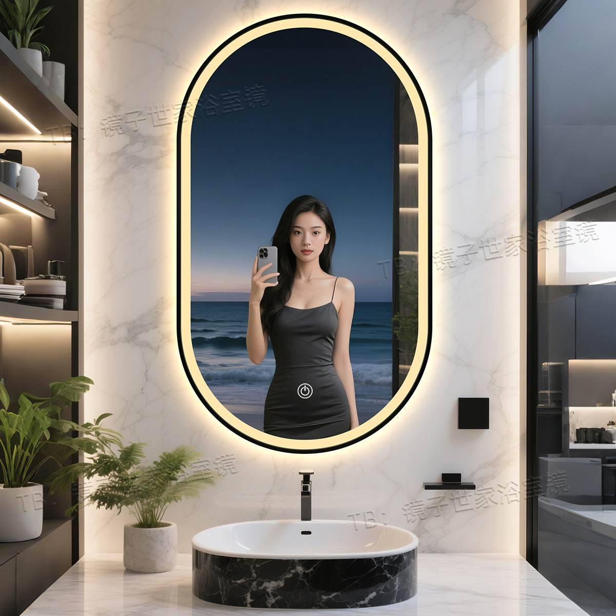 Espejo de baño de hotel de estrellas iluminación led espejo inteligente marco de aluminio inodoro espejo anti-nebble inodoro tipo de pared